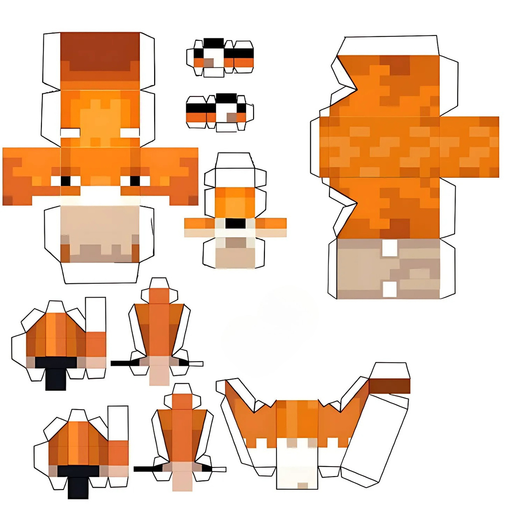 Molde de papercraft 3D de raposa para montar